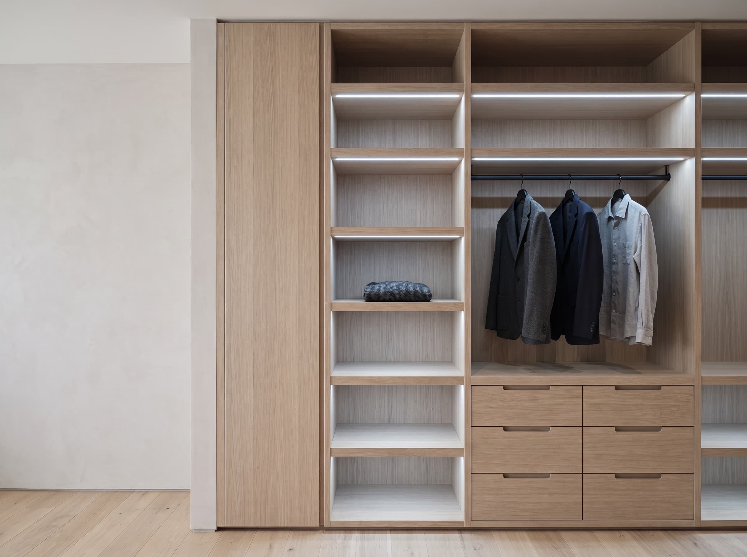 Bespoke Rift Oak Walk-In Closet & Dressing Room